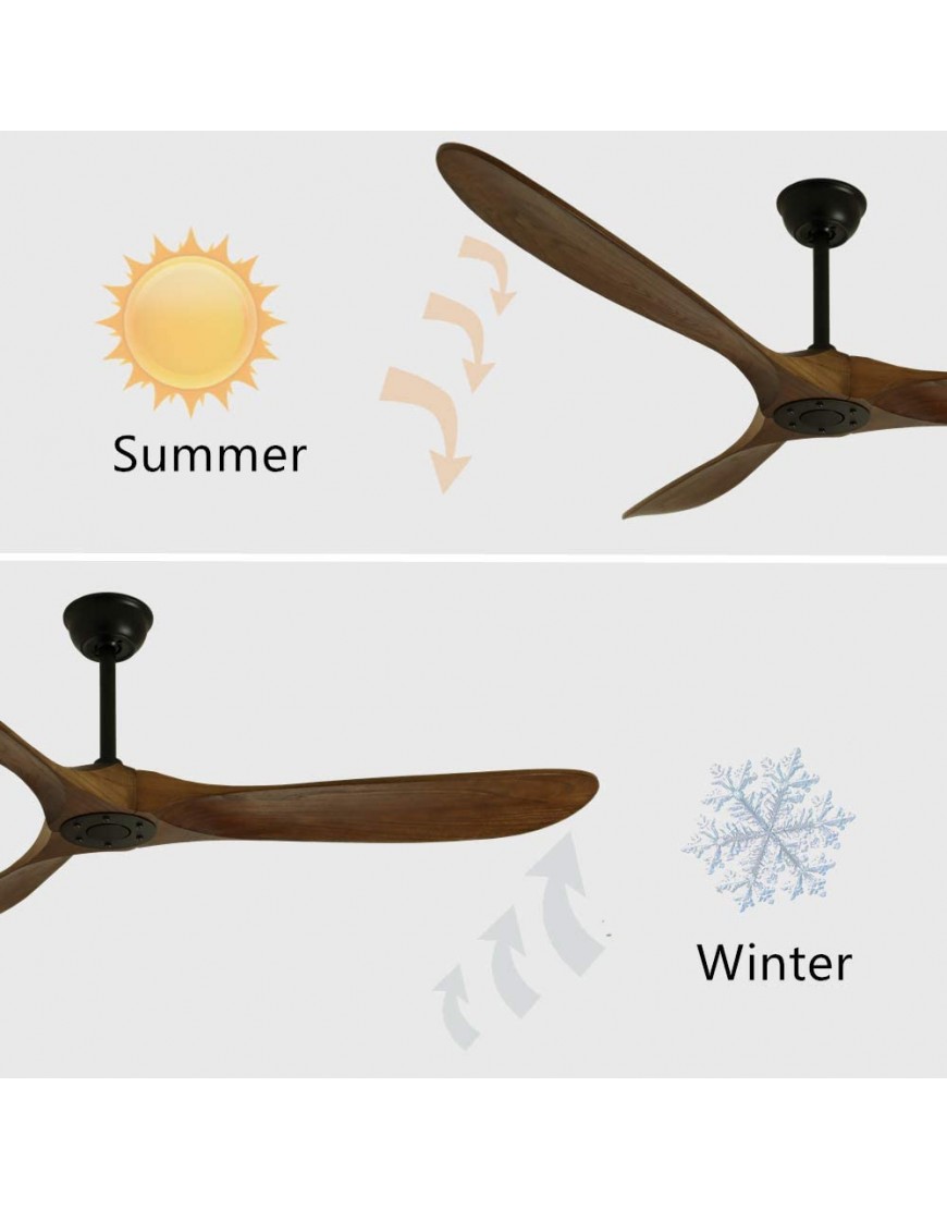 Goozegg 60 Inches Outdoor Ceiling Fan with Remote Control 3 Balsa Wood Blades Energy Efficient DC Motor Walnut Black