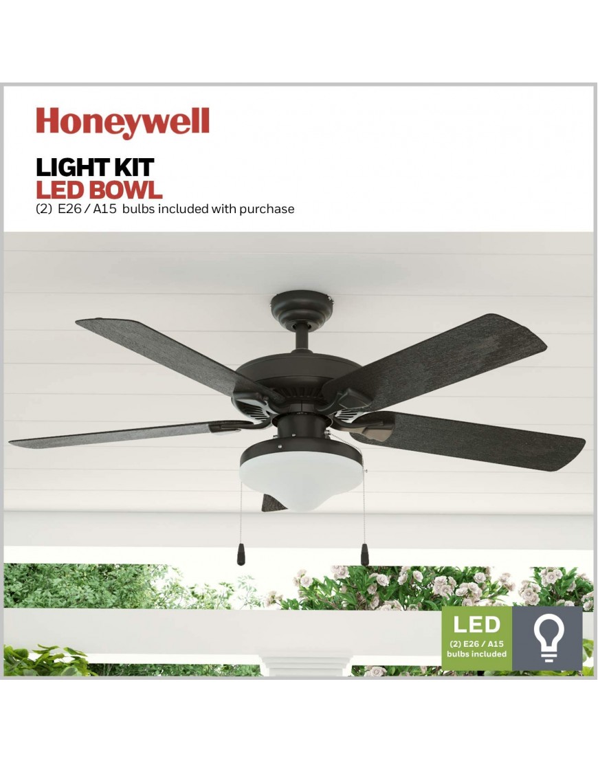 Honeywell Ceiling Fans 50512-01 Belmar Outdoor LED Ceiling Fan 52 Bronze