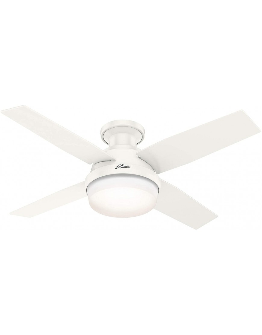 Hunter Dempsey Low Profile Indoor Outdoor Ceiling Fan with LED Light and Remote Control 44" Fresh White