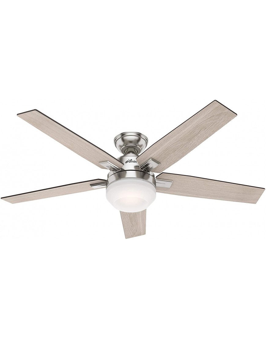 Hunter Fan 52 inch Contemporary Brushed Nickel Indoor Ceiling Fan with Light Kit and Remote Control Renewed