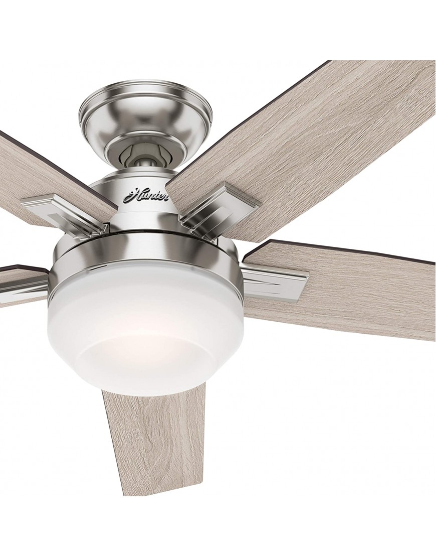 Hunter Fan 52 inch Contemporary Brushed Nickel Indoor Ceiling Fan with Light Kit and Remote Control Renewed