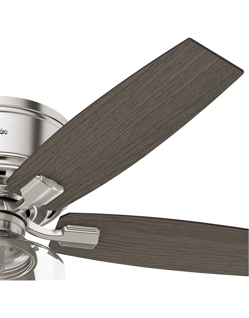Hunter Fan 52 inch Low Profile Ceiling Fan with LED Globe Light Kit Brushed Nickel Renewed