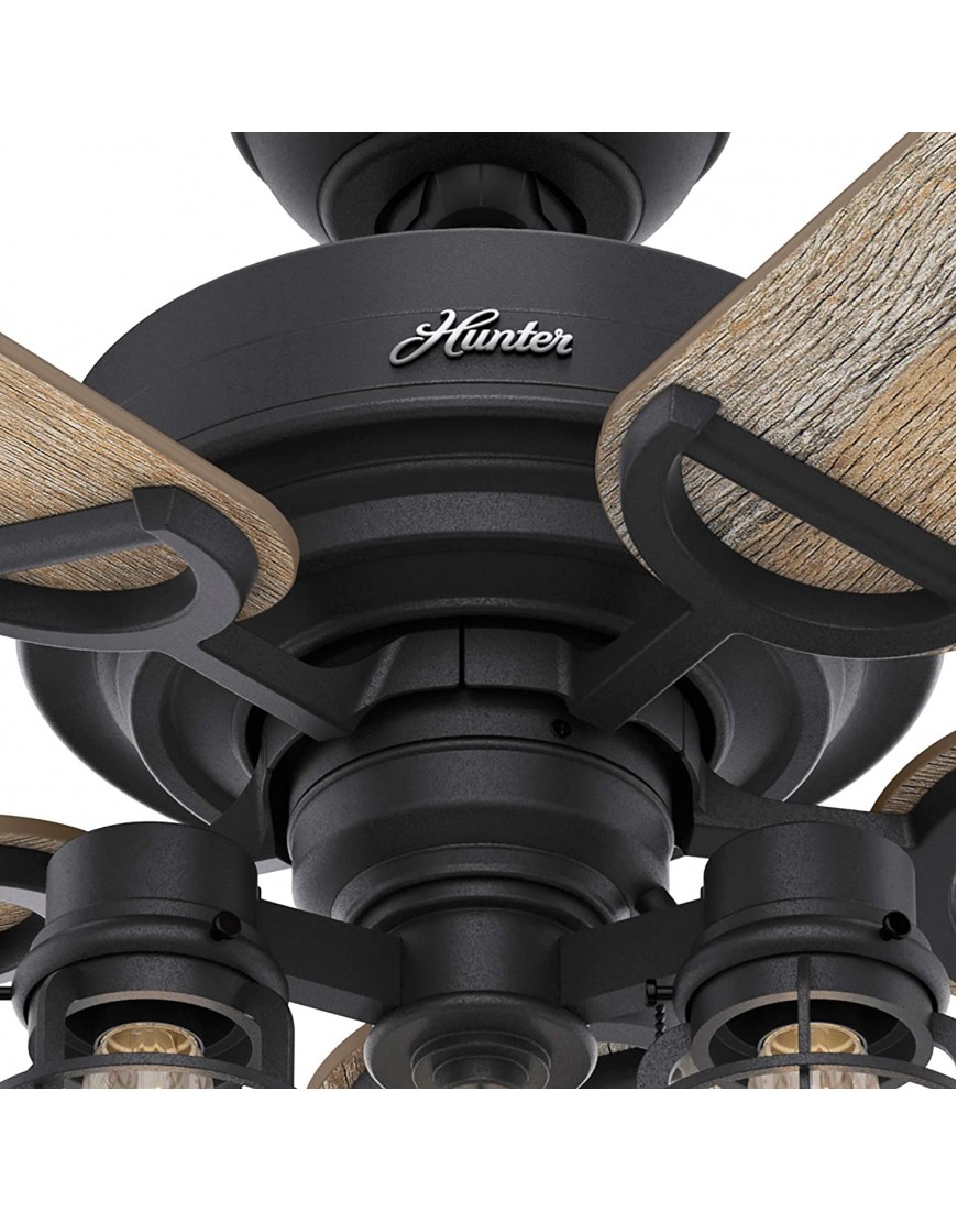 Hunter Fan Company 50409 Hunter Rustic 52 Inch Starklake Indoor or Outdoor Ceiling Fan with 3 LED Edison Bulbs Pull Chain Control and Quiet 3 Speed Motor 52 Natural Iron Finish