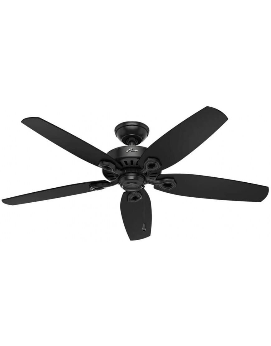 Hunter Fan Company 53294 Builder Elite Versatile Indoor Outdoor 52 Inch Ceiling Fan without Light Fixture Matte Black 52"