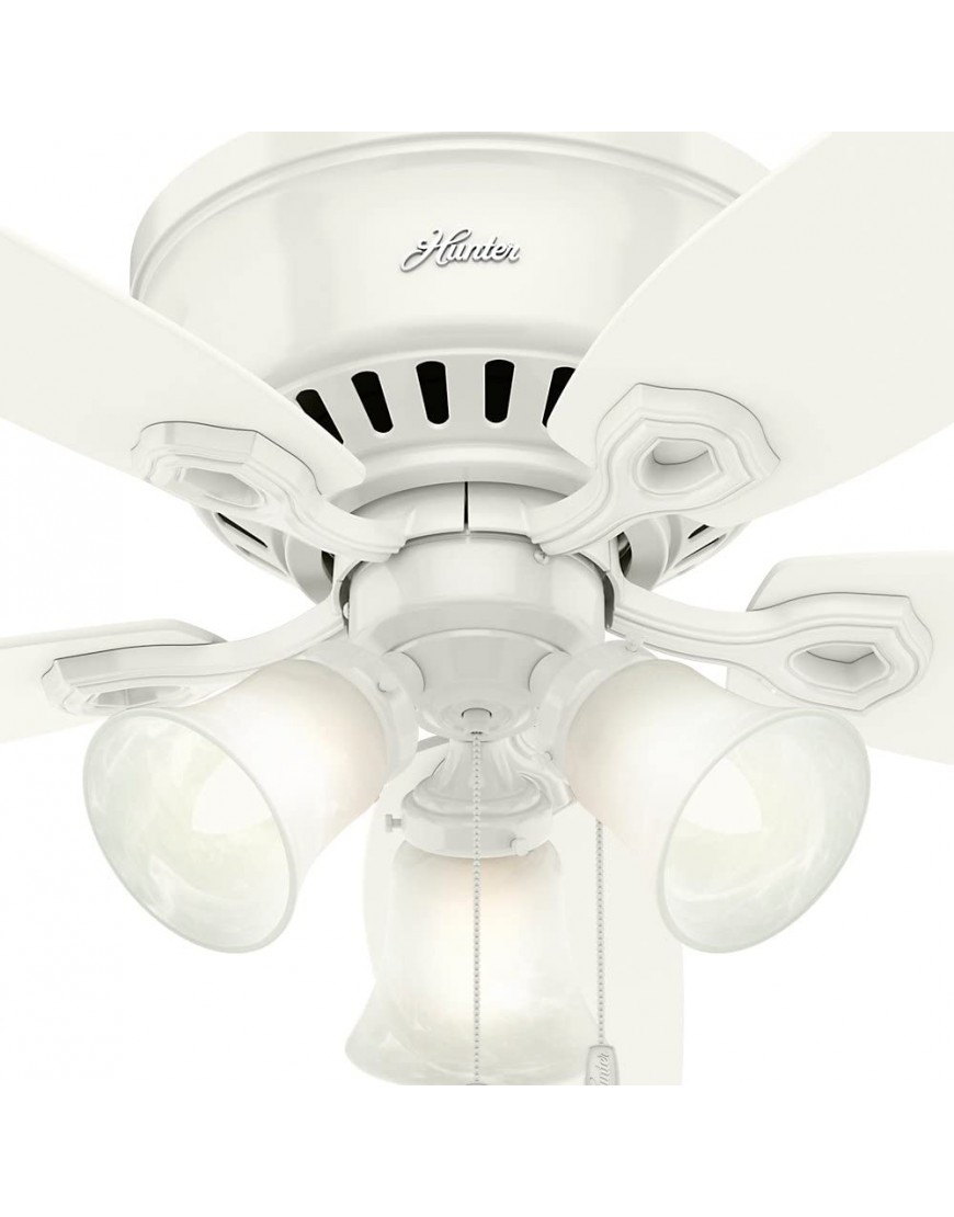 Hunter Fan Company Indoor 53326 52 Builder Low Profile Ceiling Fan with Light Snow White Finish