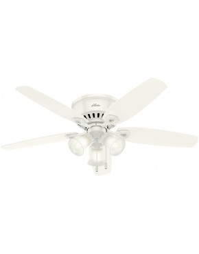 Hunter Fan Company Indoor 53326 52" Builder Low Profile Ceiling Fan with Light Snow White Finish