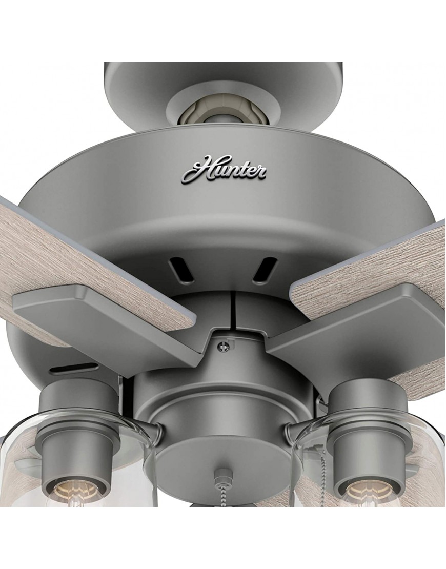 Hunter Pelston Indoor Ceiling Fan with LED Light and Pull Chain 44 Matte Silver