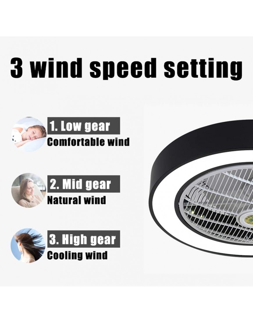 Jinweite Ceiling Fan with Light 22 inches LED Remote Control Fully Dimmable Lighting Modes Invisible Acrylic Blades Metal Shell Semi Flush Mount Low Profile Fan,Gray