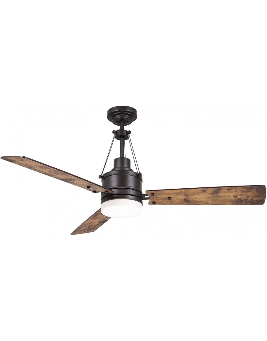 kathy ireland HOME Highpointe LED Ceiling Fan with Remote Control | Modern Industrial Lighting Fixture with 3 Blades 2 Downrods and Removable Decorative Cables | Dimmable Oil Rubbed Bronze 54 Inch