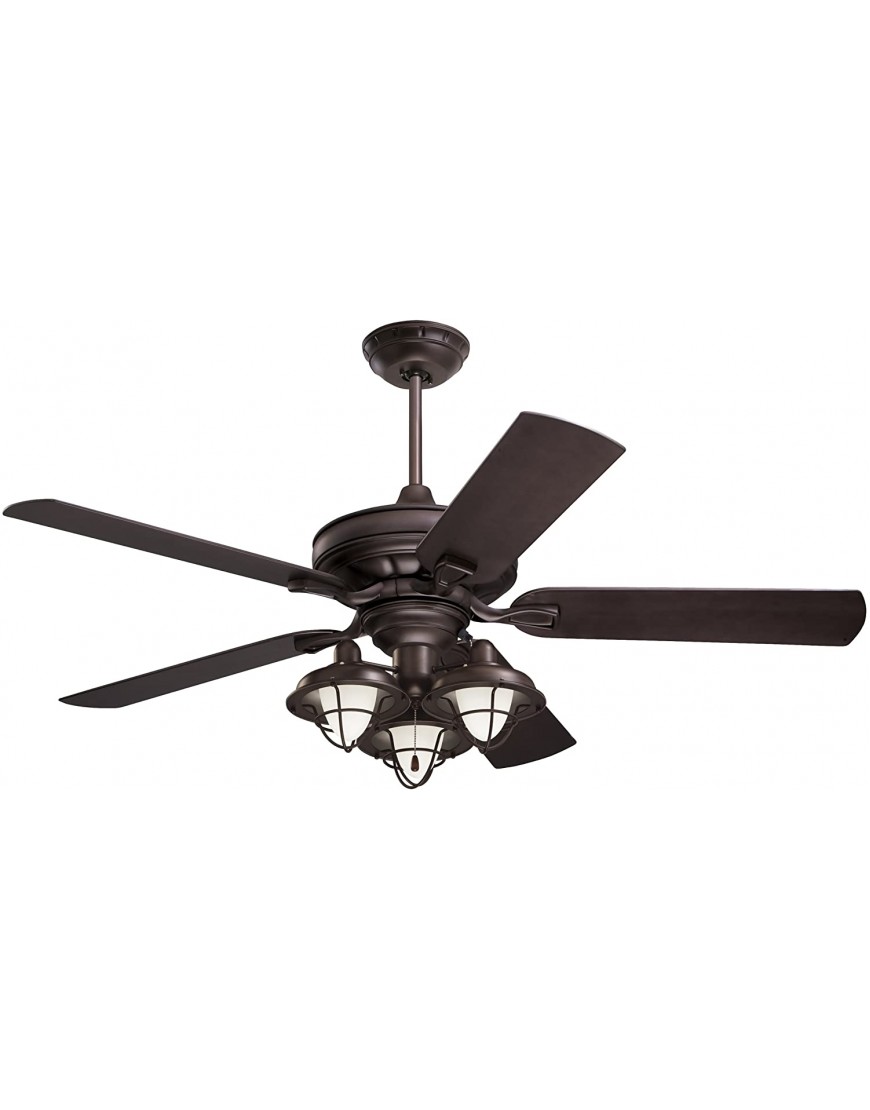 kathy ireland HOME Veranda Traditional Ceiling Fan 52 Inch | Indoor Outdoor with Weather-Resistant Blades | Semi Flush Mount with 4.5-Inch Downrod | Light Kit Adaptable Oil Rubbed Bronze