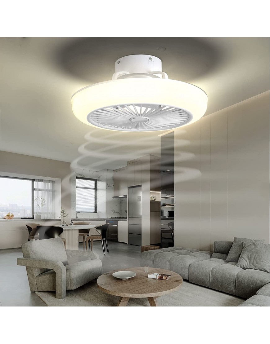 MARKYEE Ceiling Fan with Lights Lighting LED Adjustable Wind Speed Remote Control Dimmable 3 Files Chandelier Modern 22 Inch Invisible Acrylic Bedroom Living Room Can Timing Hanging Lamp White