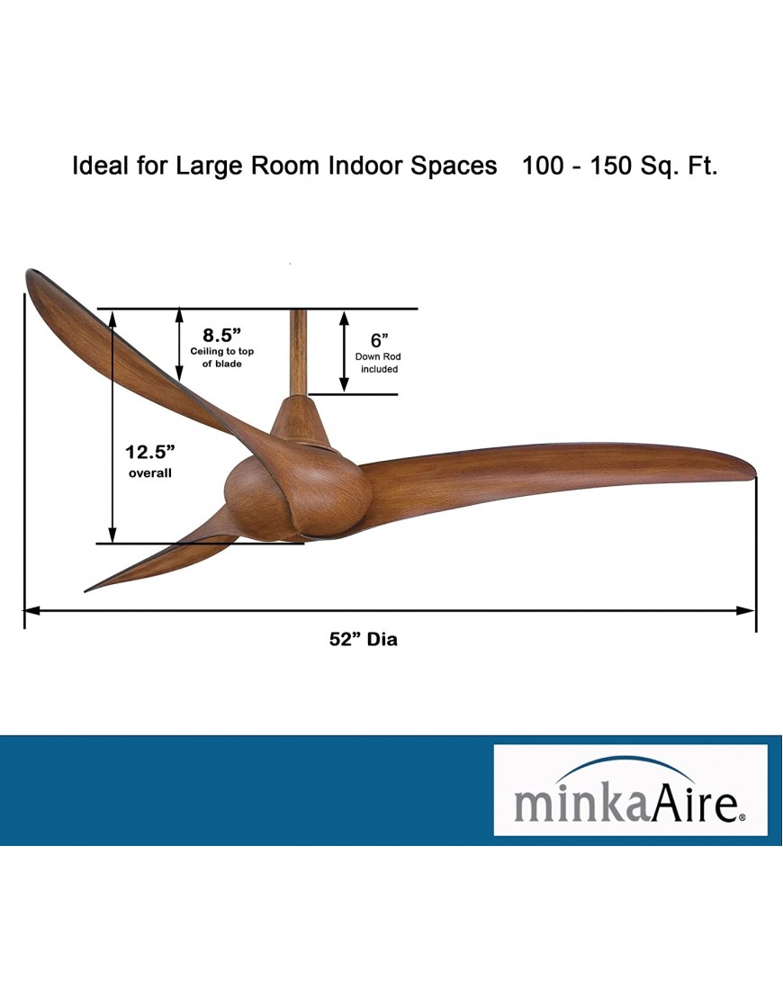 Minka-Aire F843-DK Wave 52 Ceiling Fan with Remote Control Distressed Koa