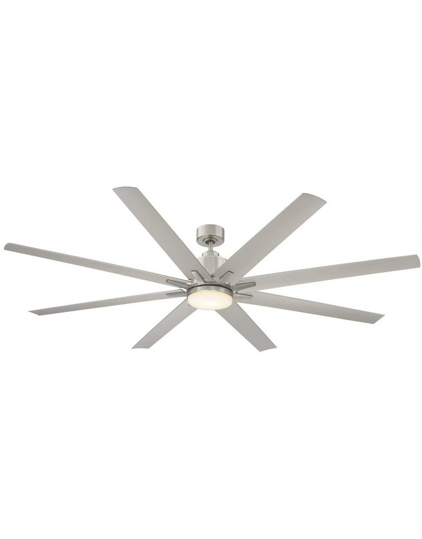 Modern 72 Ceiling Fan with 8-Blades Ceiling Fan and a Six Speed DC Motor and LED Dimmable Light in a Satin Nickel Finish