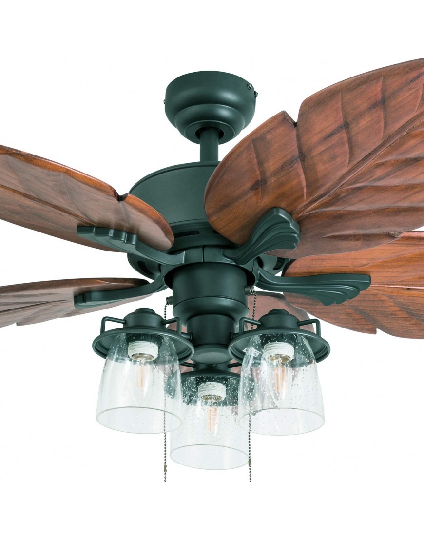 Prominence Home 50677-01 Caspian Sea Tropical Ceiling Fan 52 Dark Cherry Hand Carved Wood Aged Bronze