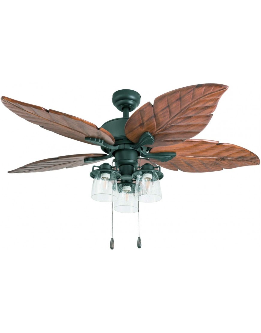 Prominence Home 50677-01 Caspian Sea Tropical Ceiling Fan 52" Dark Cherry Hand Carved Wood Aged Bronze
