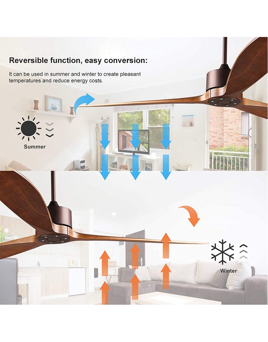 reiga 65 DC Motor Indoor Outdoor Modern Smart Ceiling Fan with Wifi Alexa App Remote Control 6 Speeds IP44 Oil-Rubbed Bronze