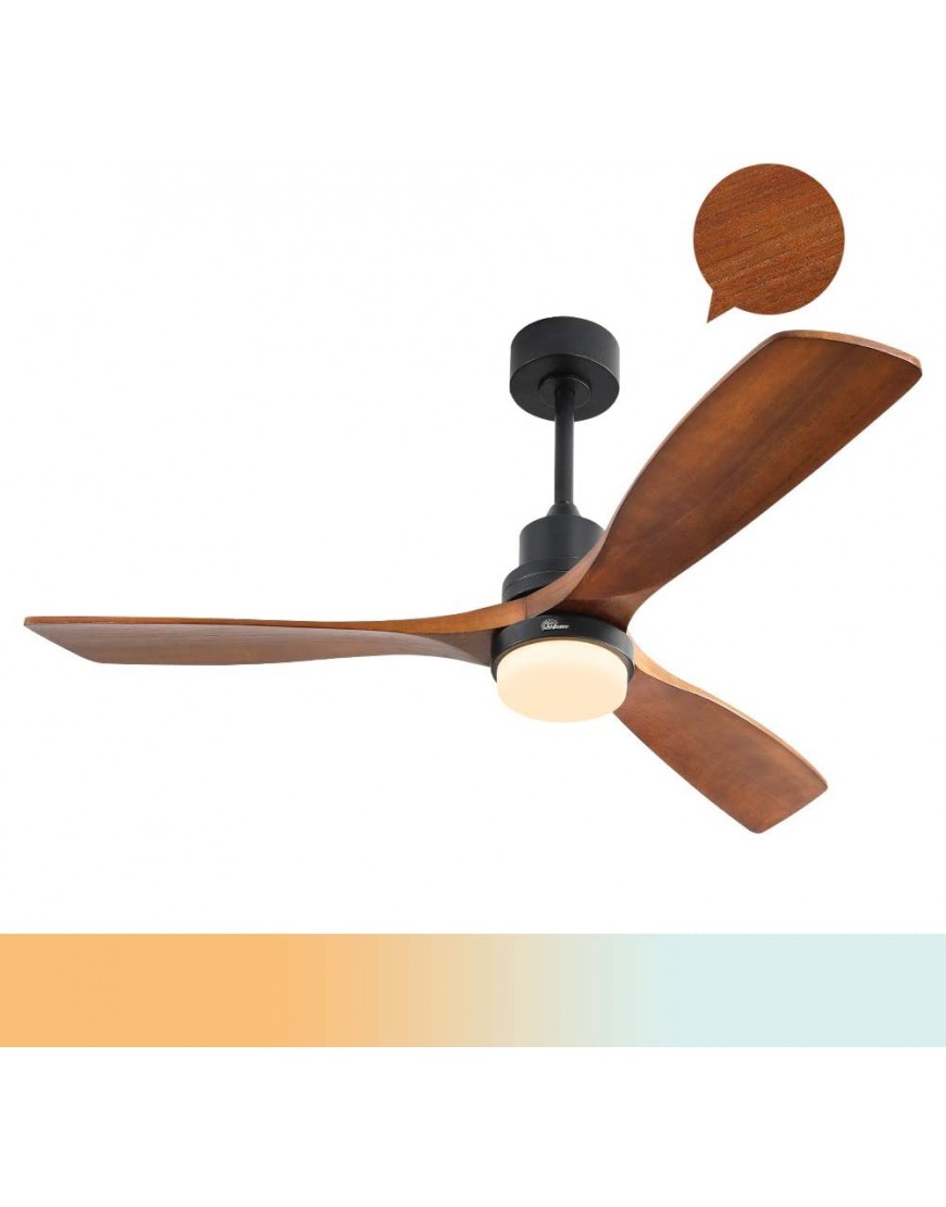 Sofucor 52 Inch Wood Ceiling Fan With Lights Remote Control Dimmable LED Light 3 Walnut Fan Blades Reversible AC Motor Modern Ceiling Fan with 3 Downrods5 inch 10 inch 24 inch for Farmhouse Patios