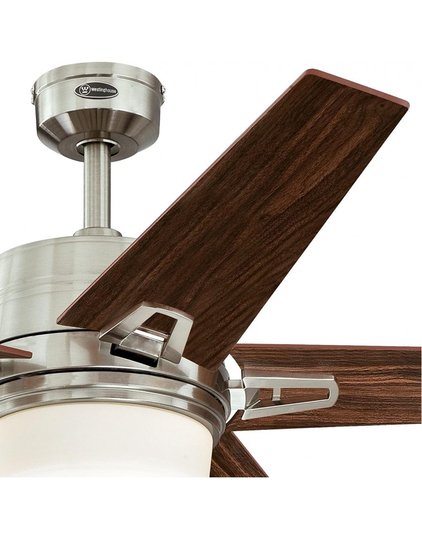 Westinghouse Lighting 7204600 Brushed Nickel Remote Control Included Zephyr 56-inch Indoor Ceiling Fan Dimmable LED Light Kit with Opal Frosted Glass