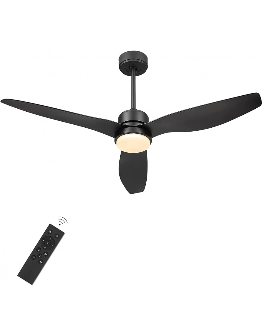 YOUKAIN 52 Inch Indoor Outdoor Modern Ceiling Fan with Lights and Remote Control Reversible Blades for Living room Bedroom Bathroom Matte Black 52-YJ359-BK